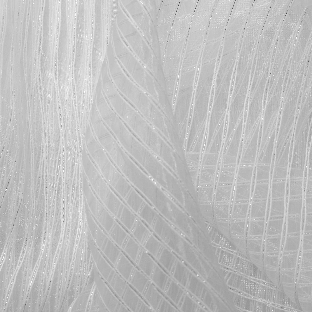 White Angel Striped Sheer Drapery Home Decor Fabric - Fashion Fabrics Los Angeles