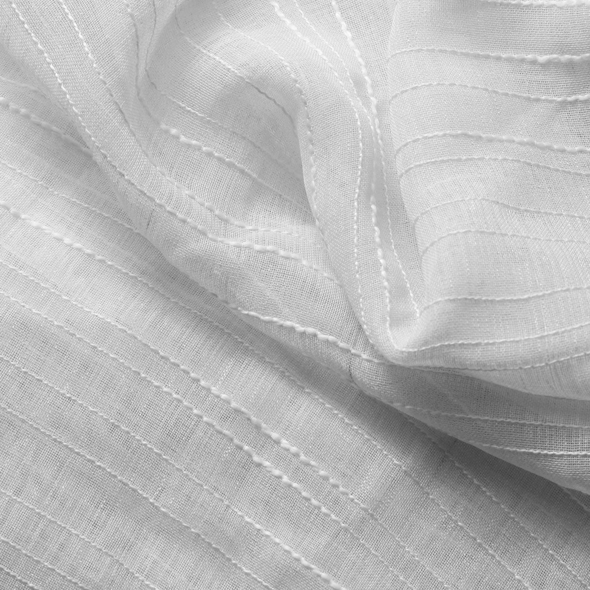 White Drip Stripe Sheer Drapery Home Decor Fabric - Fashion Fabrics Los Angeles