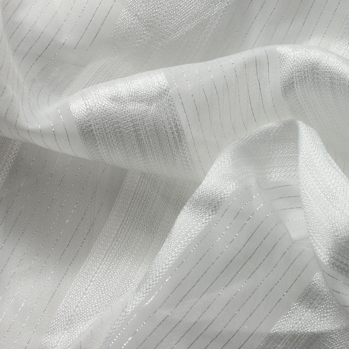 White Silver Mythical Stripe Sheer Drapery Home Decor Fabric - Fashion Fabrics Los Angeles