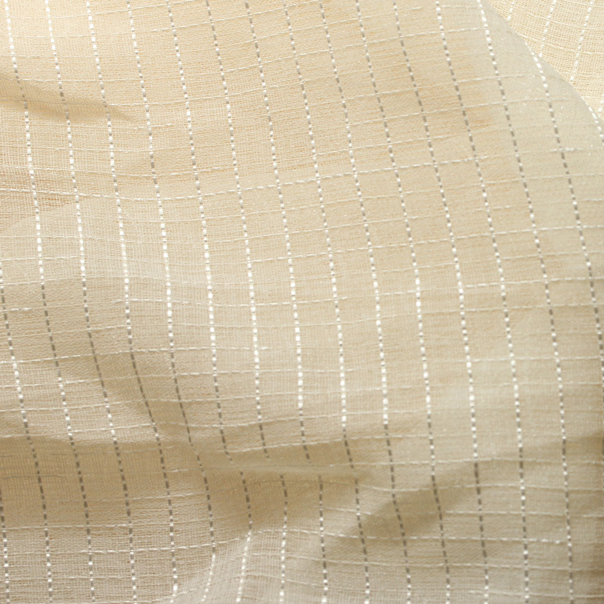 Ivory Semi Square Stripe Sheer Drapery Home Decor Fabric - Fashion Fabrics Los Angeles