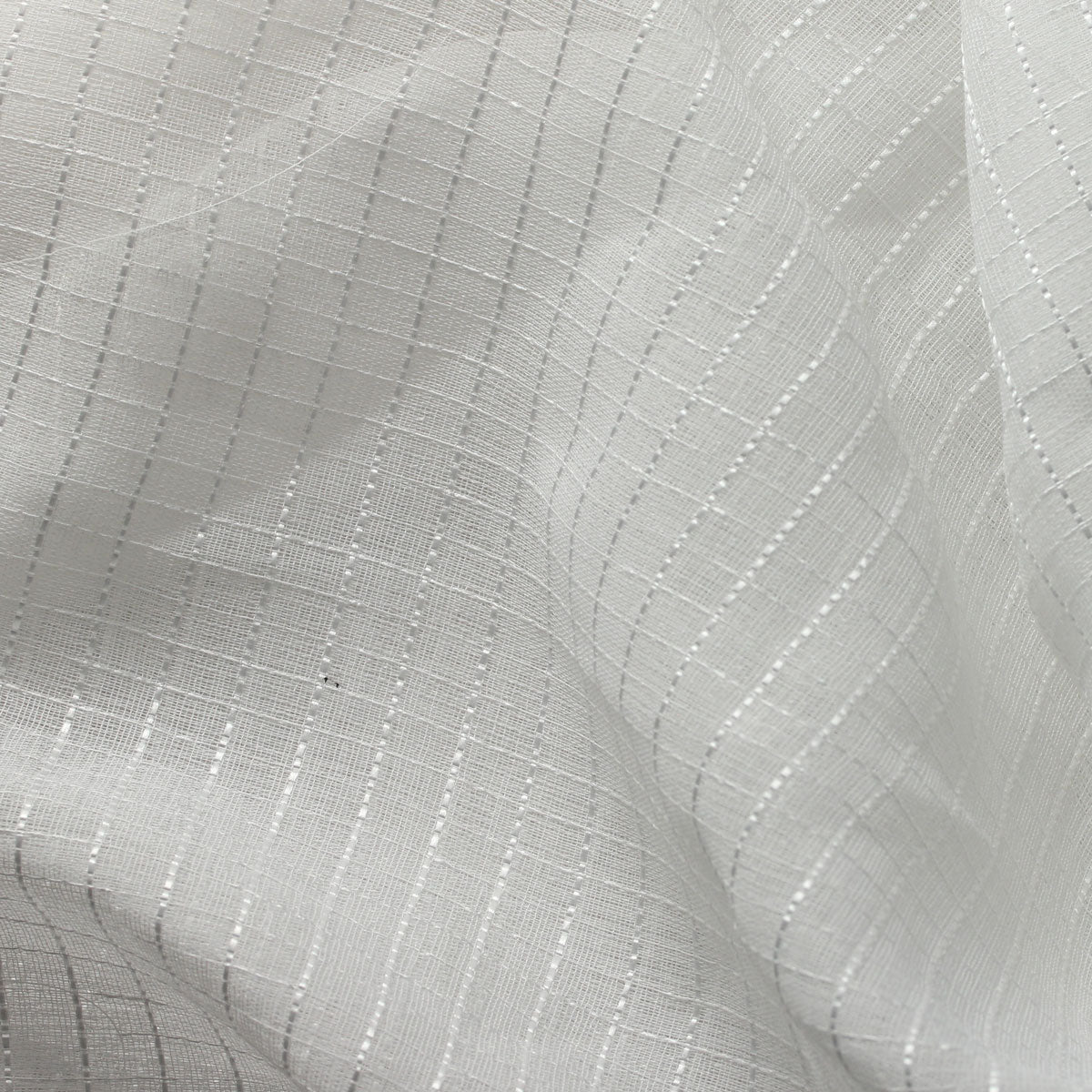 White Semi Square Stripe Sheer Drapery Home Decor Fabric