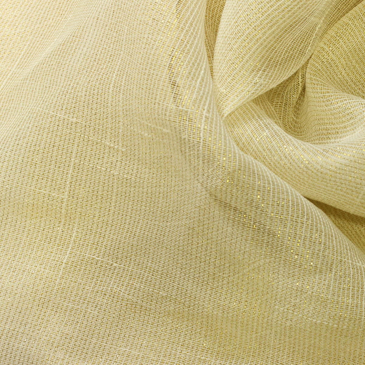 Ivory Gold Shine Stripe Sheer Drapery Home Decor Fabric - Fashion Fabrics Los Angeles