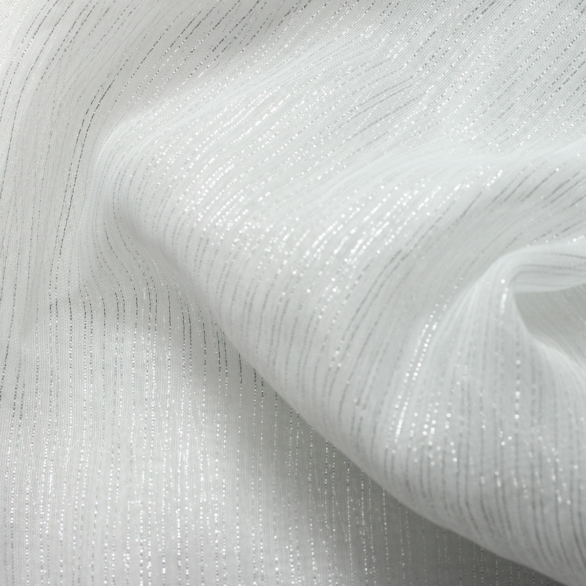 White Silver Three Shine Stripe Sheer Drapery Home Decor Fabric - Fashion Fabrics Los Angeles