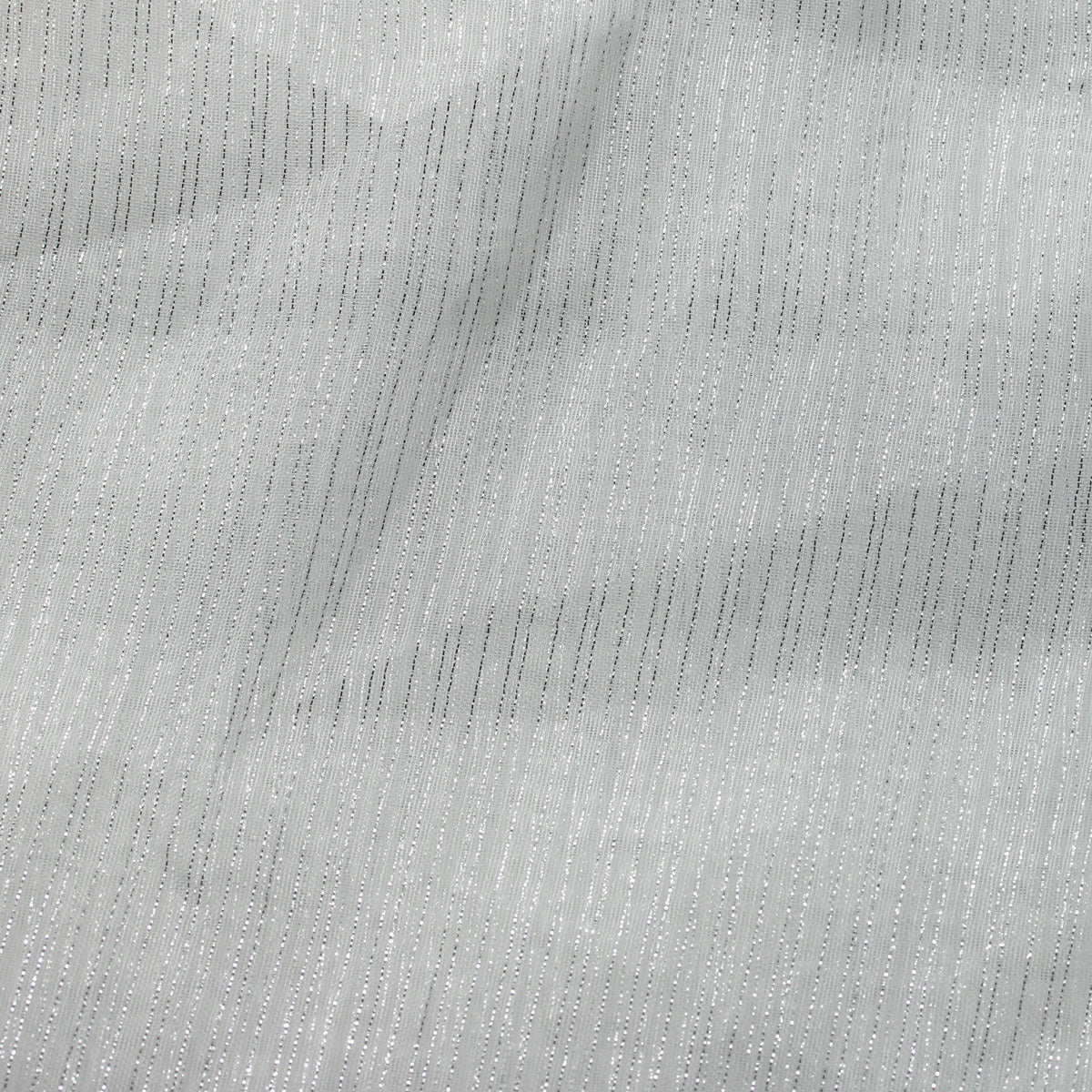 White Silver Three Shine Stripe Sheer Drapery Home Decor Fabric - Fashion Fabrics Los Angeles
