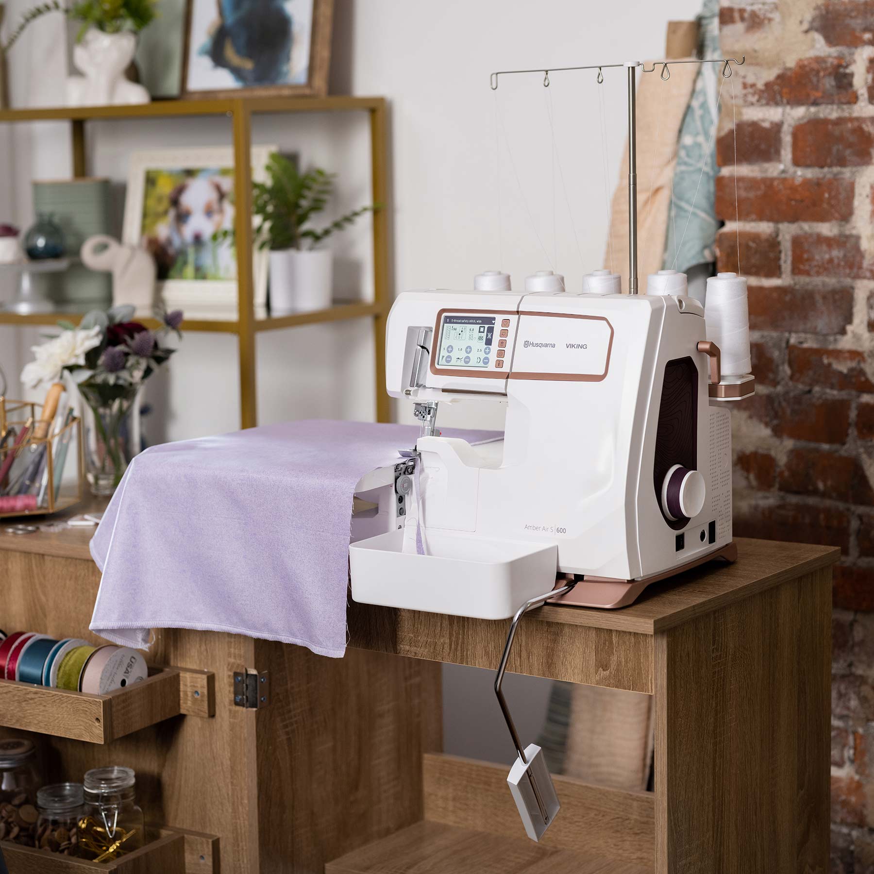 HUSQVARNA® VIKING® AMBER™ Air S | 600 Coverlock Machine - Fashion Fabrics LLC