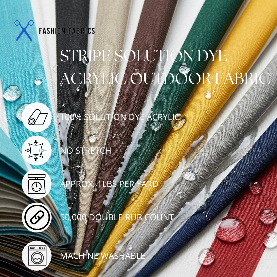 3" Stripe Solution Acrylic Dye Outdoor Fabric