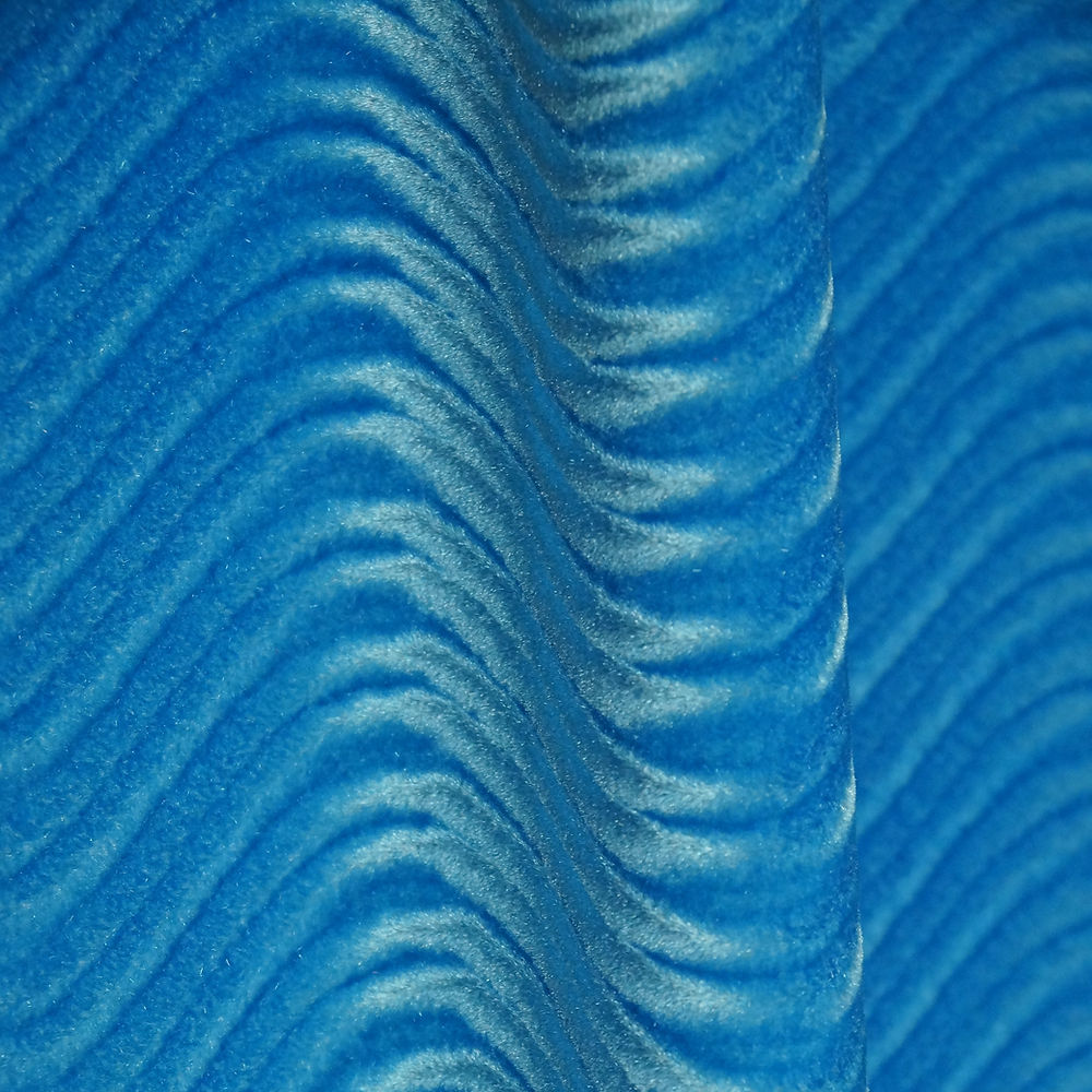 Tissu Flocage Velours Tourbillon Bleu Turquoise