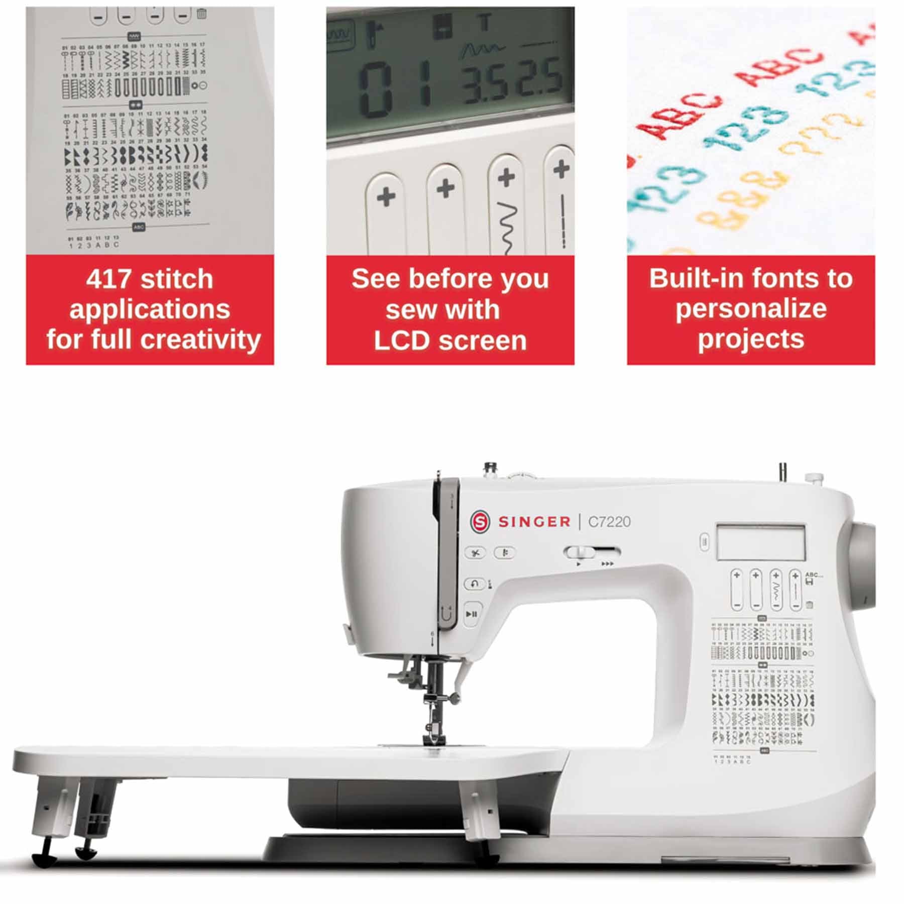 SINGER® C7220 Sewing Machine with Extension Table