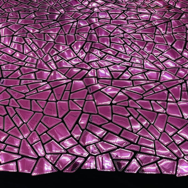 Shattered Glassed Metallic Foil Stretch Velvet Fabric