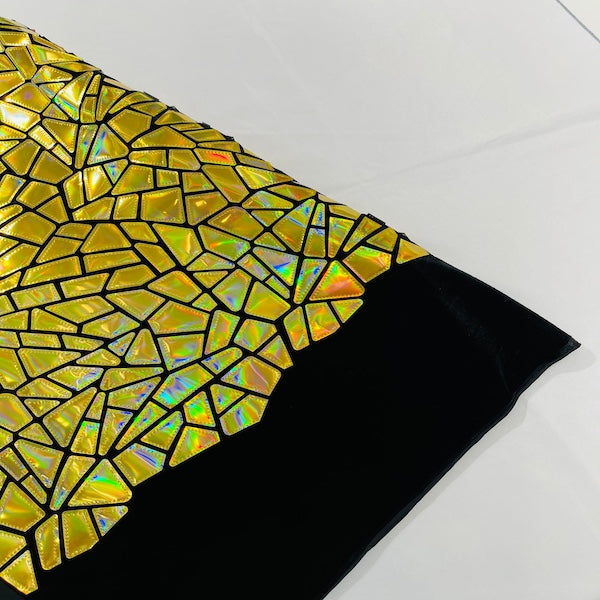 Shattered Glassed Metallic Foil Stretch Velvet Fabric