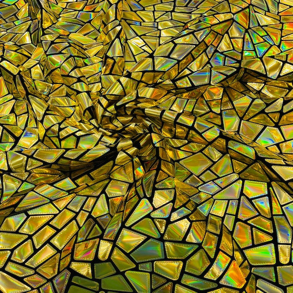 Shattered Glassed Metallic Foil Stretch Velvet Fabric