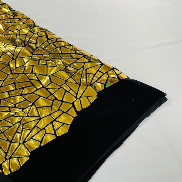 Shattered Glassed Metallic Foil Stretch Velvet Fabric