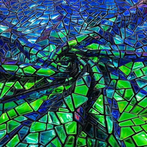 Shattered Glassed Metallic Foil Stretch Velvet Fabric