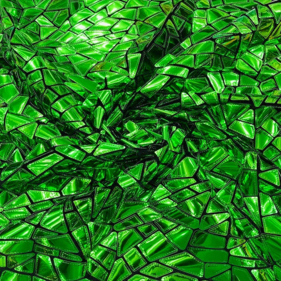 Shattered Glassed Metallic Foil Stretch Velvet Fabric