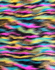Tissu fausse fourrure Ysidro à poils longs multicolore arc-en-ciel foncé 
