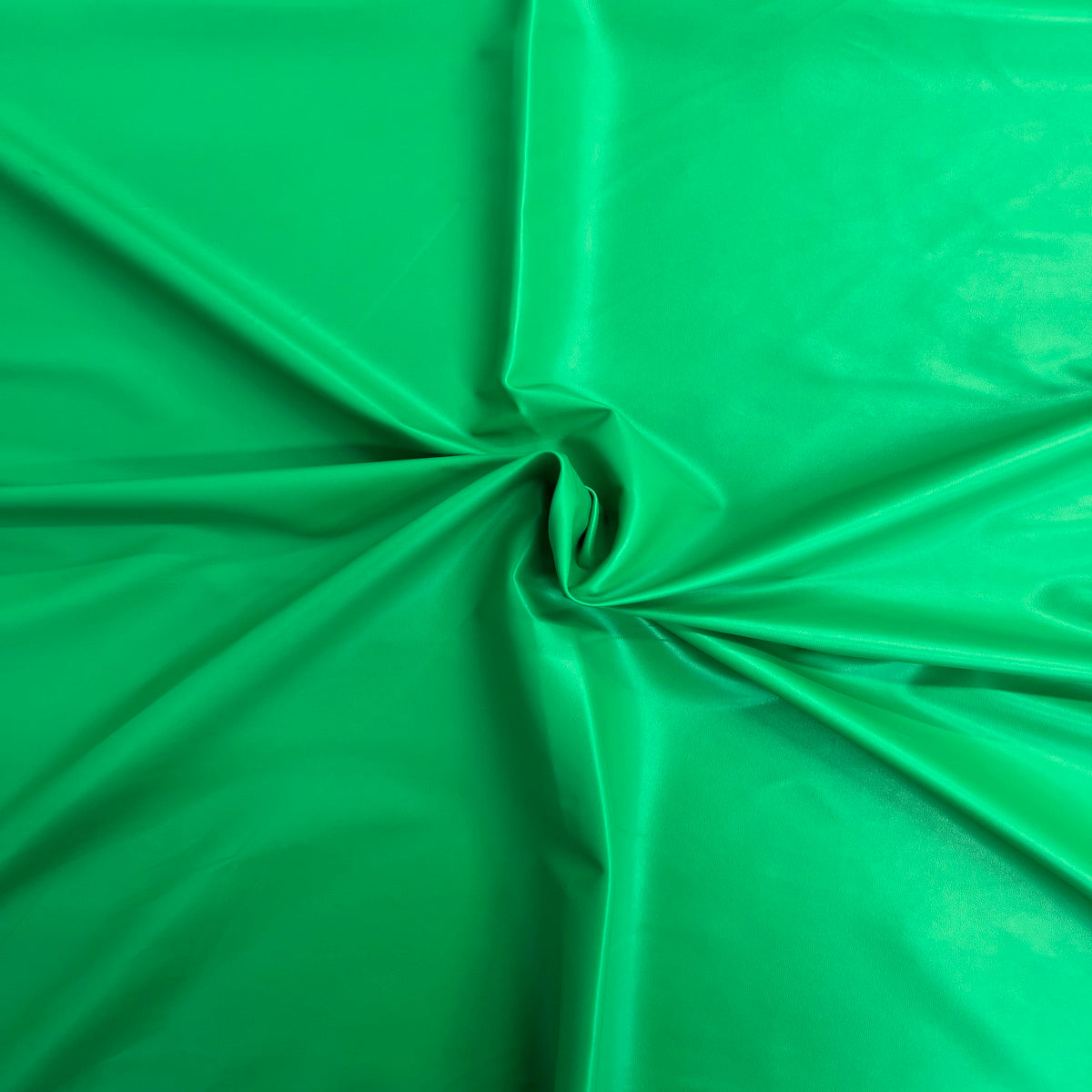 Tela de vinilo de cuero sintético elástico bidireccional verde Kelly 