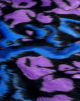 Azul | Púrpura | Tela de piel sintética con patchwork de lava negra