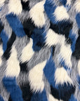 Noir | Bleu | Gris | Tissu Fausse Fourrure Patchwork Multicolore Ivoire