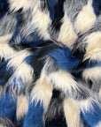 Noir | Bleu | Gris | Tissu Fausse Fourrure Patchwork Multicolore Ivoire