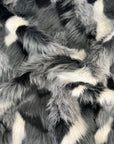 Noir | Gris | Tissu fausse fourrure patchwork multicolore blanc