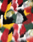 Green | Red | White | Yellow Multicolor Patchwork Faux Fur Fabric