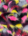 Pink | Purple | Gray | Yellow Puzzled Multicolor Faux Fur Fabric