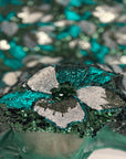Hunter Green Giselle Multicolor Floral Sequins Fabric