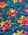 Hunter Green Bombay Multicolor Floral Burnout Stretch Velvet Fabric