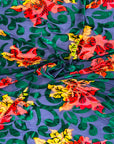 Tissu en velours extensible dévoré à fleurs multicolores Hunter Green Bombay