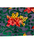 Tela de terciopelo elástico desgastado floral multicolor Bombay verde cazador