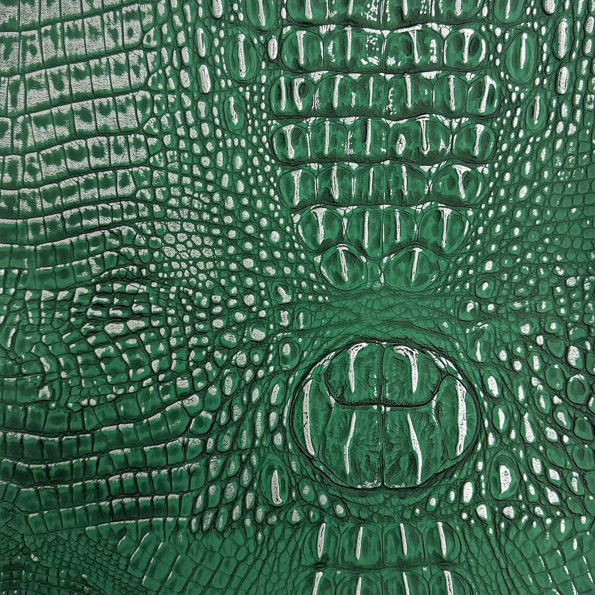Vert chasseur | Tissu vinyle en simili cuir bicolore Silver Mugger Gator