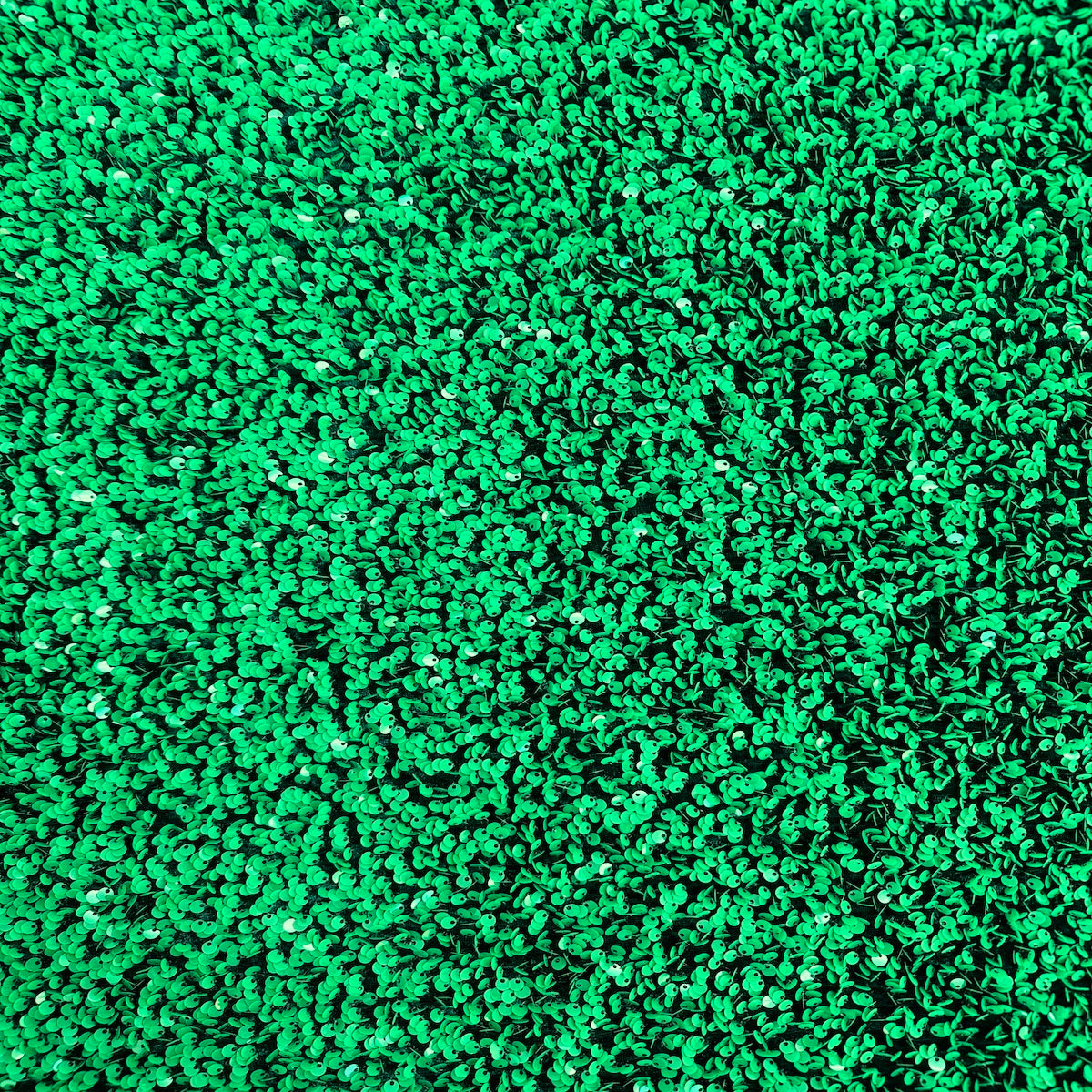 Kelly Vert | Tissu de rodéo en velours extensible brodé de paillettes vert chasseur