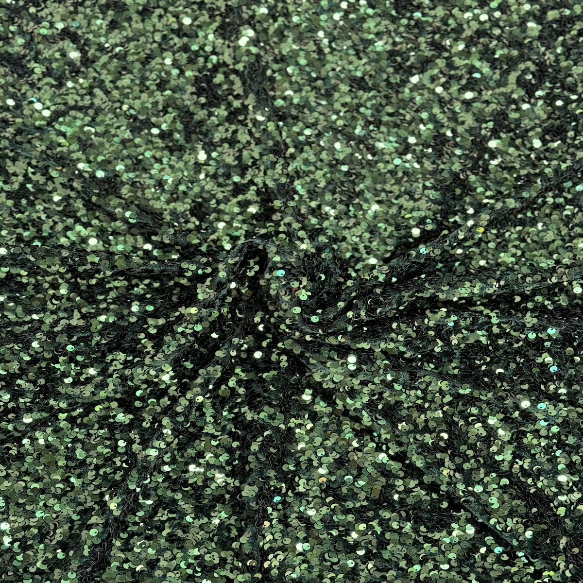 Tela rodeo de terciopelo elástico bordado con lentejuelas verde cazador