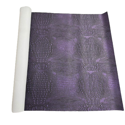 Púrpura | Tela de vinilo de piel sintética Gator de dos tonos, color negro
