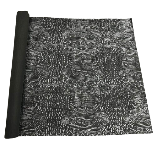 Black | Silver Mugger Two Tone Gator Faux Leather Vinyl Fabric