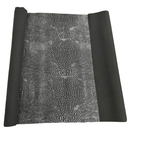Noir | Tissu vinyle en simili cuir bicolore Silver Mugger Gator