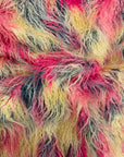 Beige Multicolor Curly Long Pile Faux Fur Fabric
