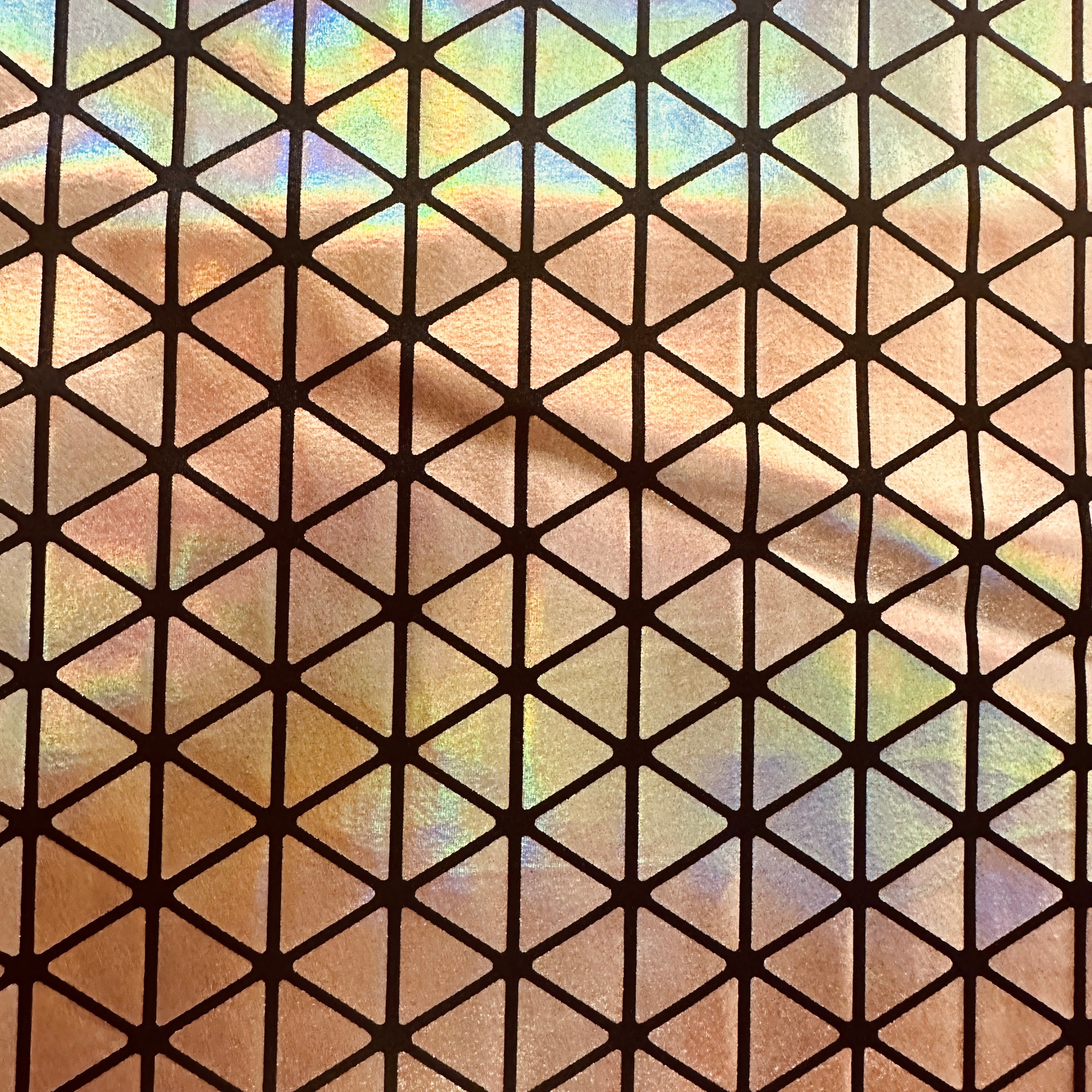 Honeycomb Triangle Stretchy Hologram Tricot Fabric | Spandex Palace