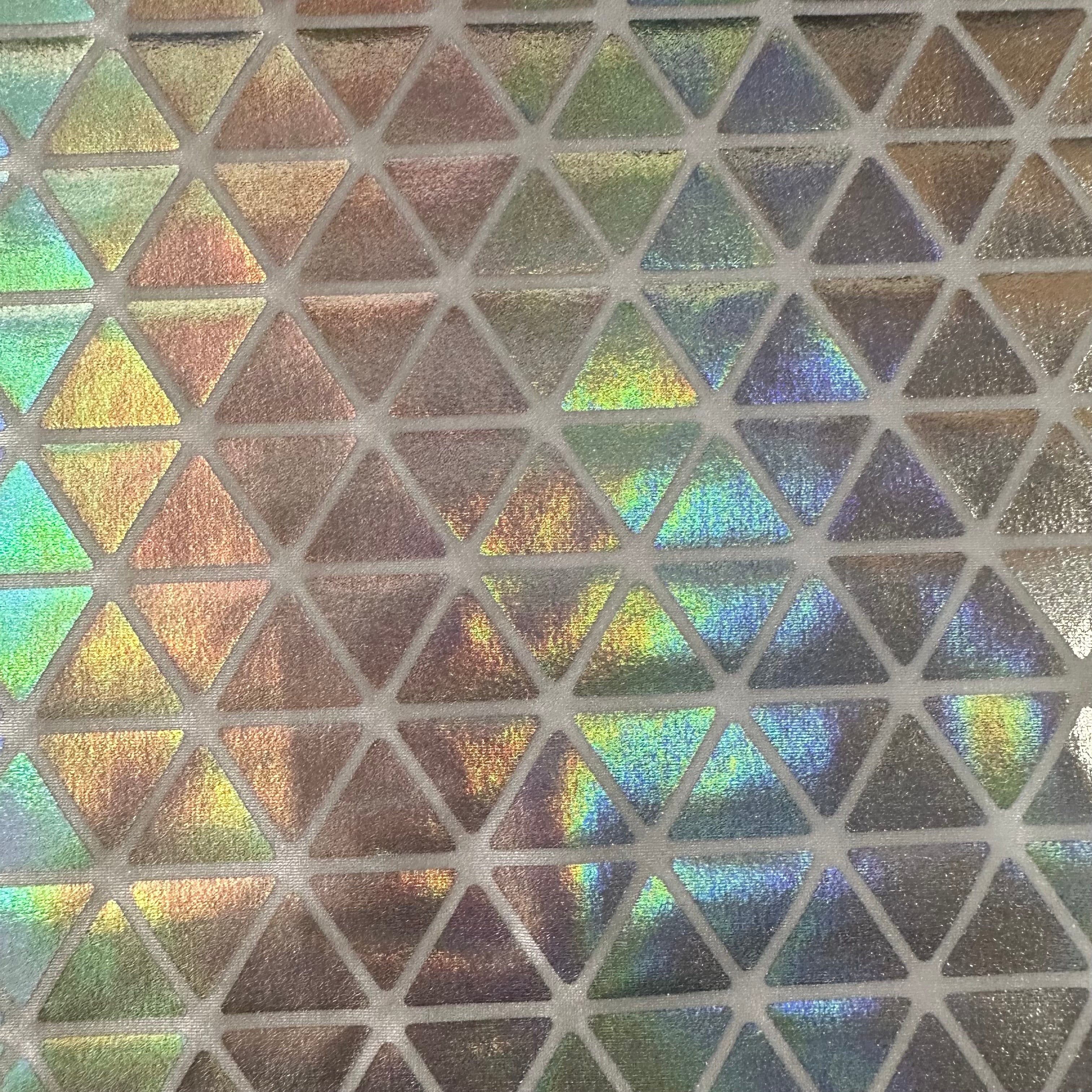 Honeycomb Triangle Stretchy Hologram Tricot Fabric | Spandex Palace
