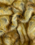 Tissu à poils longs en fausse fourrure multicolore à imprimé renard beige 