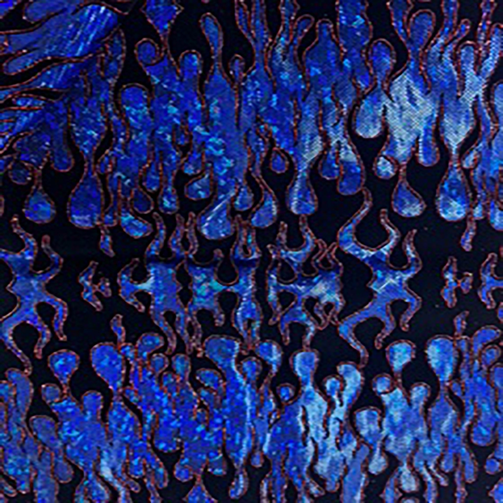 Flocking Flame Nylon Spandex Tricot Fabric with Hologram  | Spandex Palace