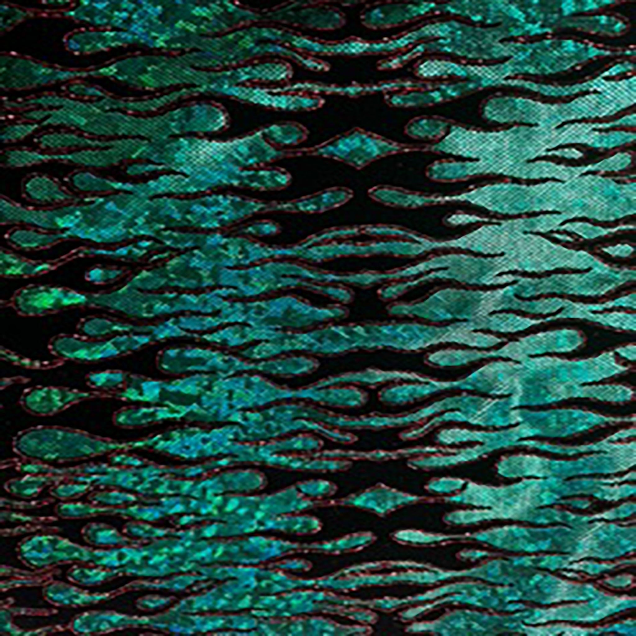 Flocking Flame Nylon Spandex Tricot Fabric with Hologram  | Spandex Palace