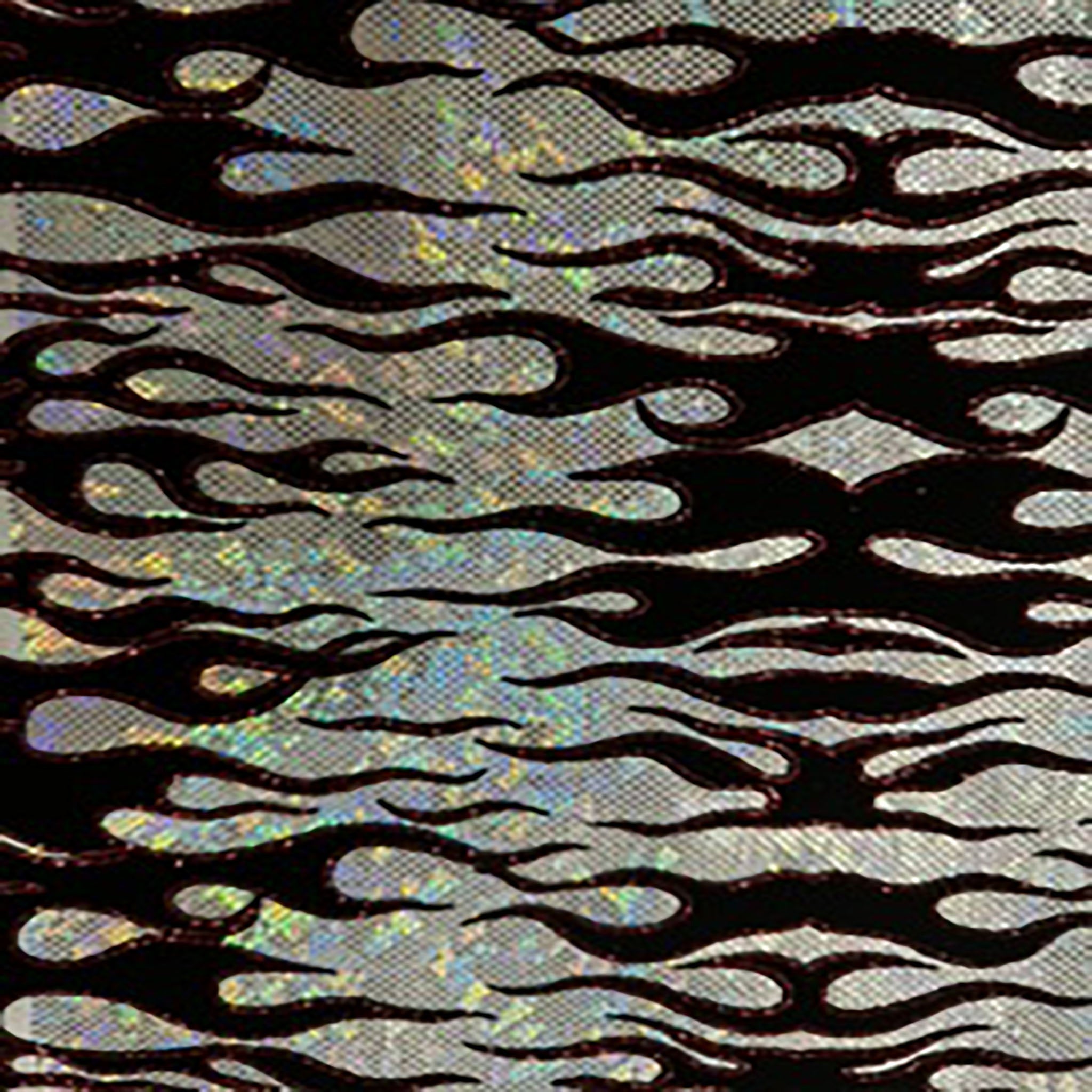 Flocking Flame Nylon Spandex Tricot Fabric with Hologram  | Spandex Palace