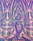 Tela de encaje de lentejuelas elásticas Nebill iridiscente lavanda