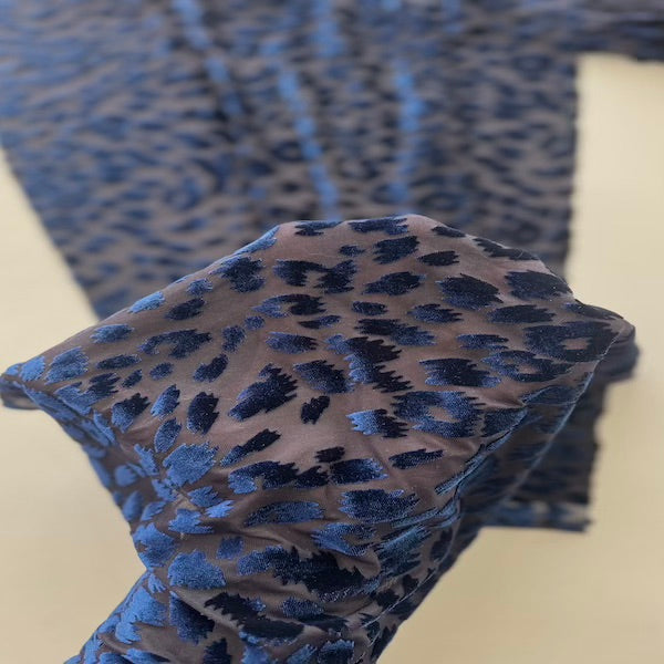 Leopard Print Burnout Stretch Velvet Fabric