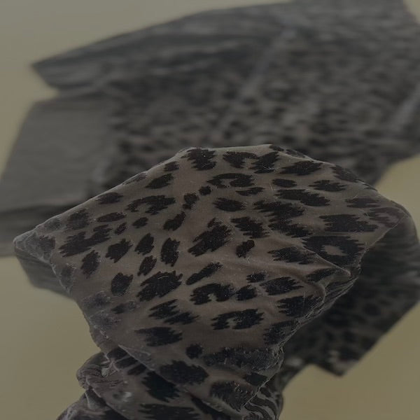 Leopard Print Burnout Stretch Velvet Fabric