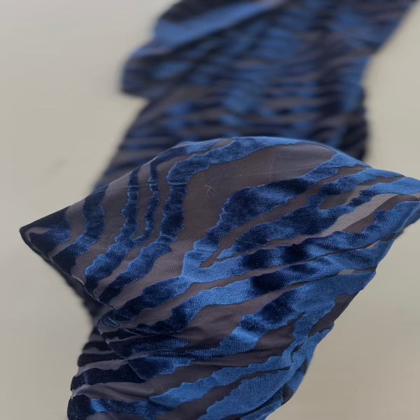 Zebra Print Burnout Stretch Velvet Fabric