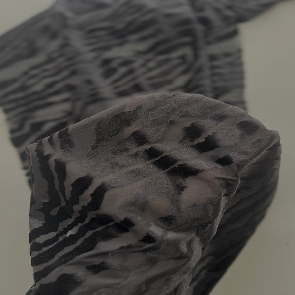 Zebra Print Burnout Stretch Velvet Fabric