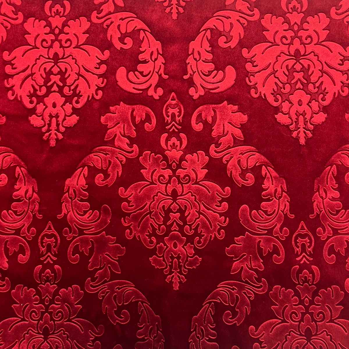 Tissu de draperie d&#39;ameublement en velours gaufré damassé rouge