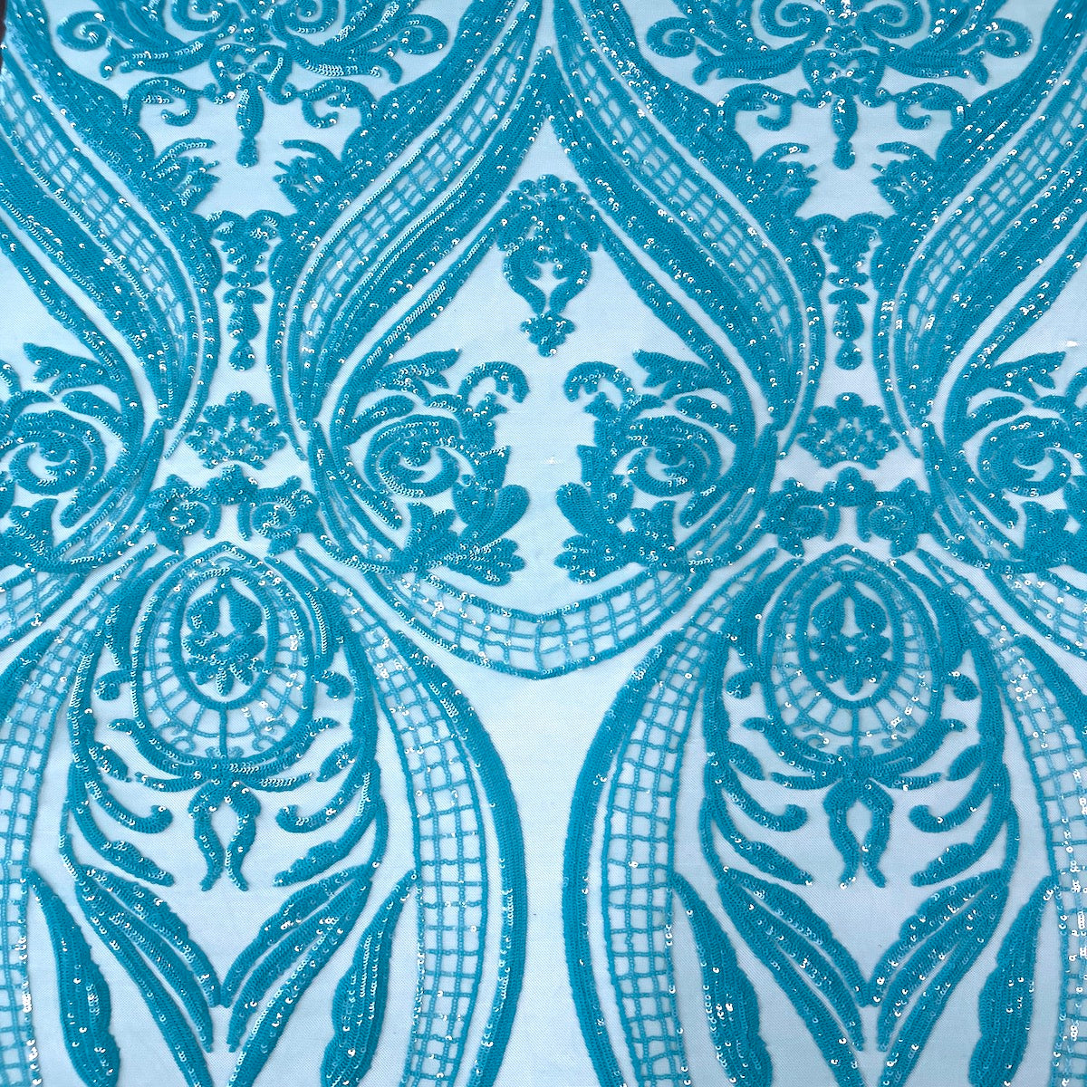 Aqua Blue Catina Sequins Lace Fabric